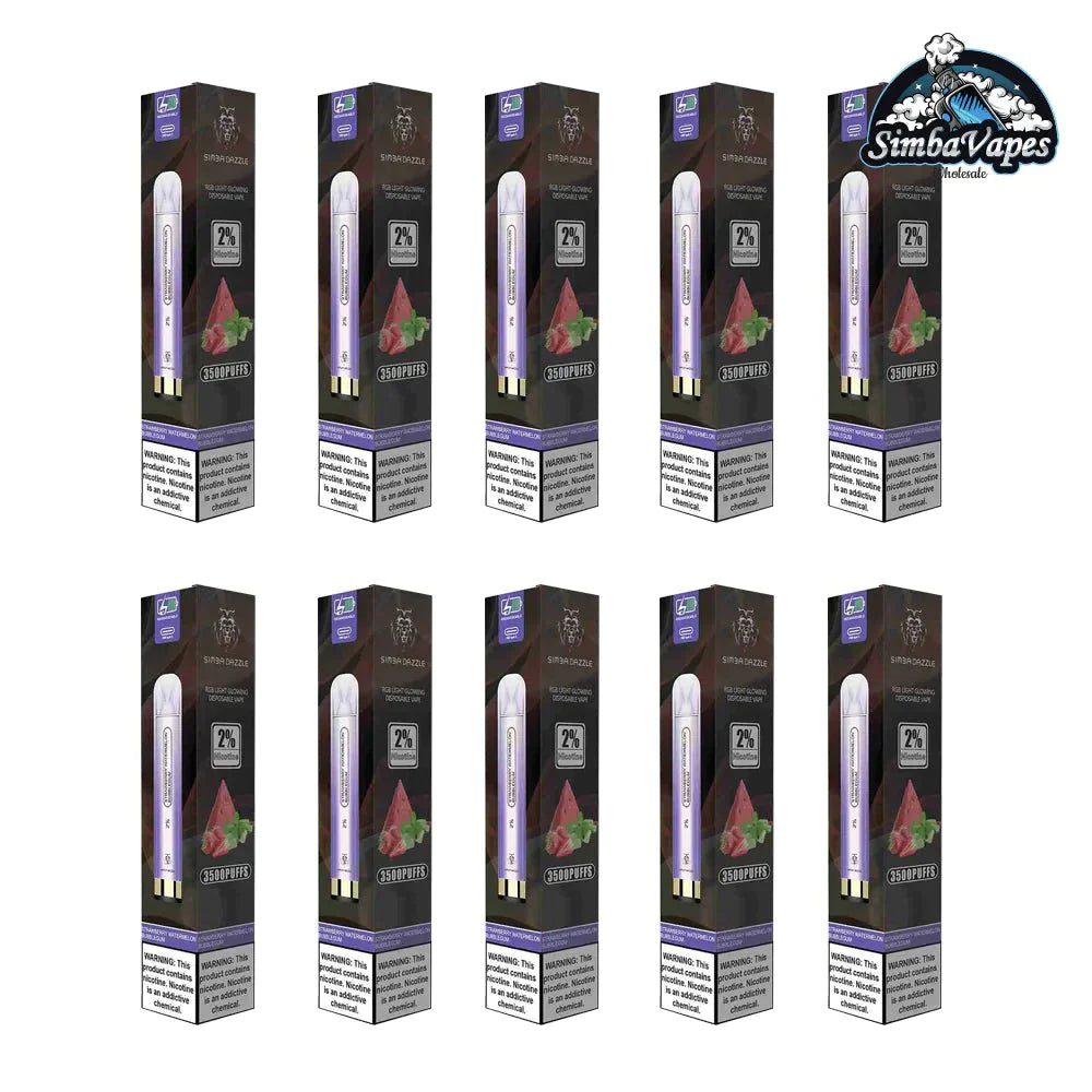 Simba Dazzle Disposable Glow Bar Rechargeable 3500 Puffs (Box Of 10)